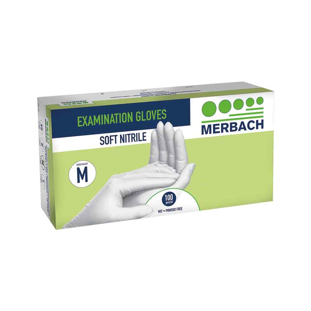 Merbach Handschoenen Nitril Wit Poedervrij – 100 stuks